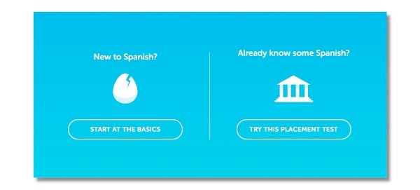 «Новичок в испанском? Начните с основ; Уже немного знаете испанский? Пройдите этот вступительный тест»