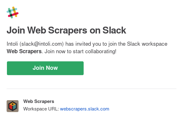 Присоединись к Web Scrapers в Slack