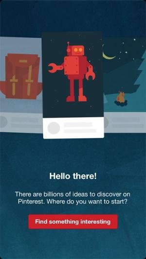«Привет! На Pinterest можно открыть для себя миллиарды идей. С чего бы вы хотели начать?»