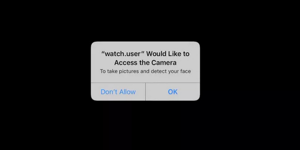 Приложению «watch.user» требуется доступ к камере, чтобы идентифицировать ваше лицо